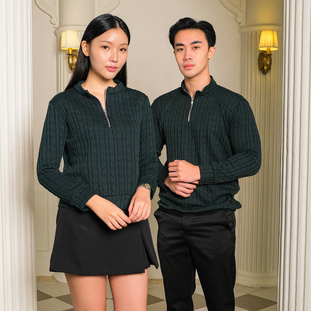 Cable Zip Knit Sweater