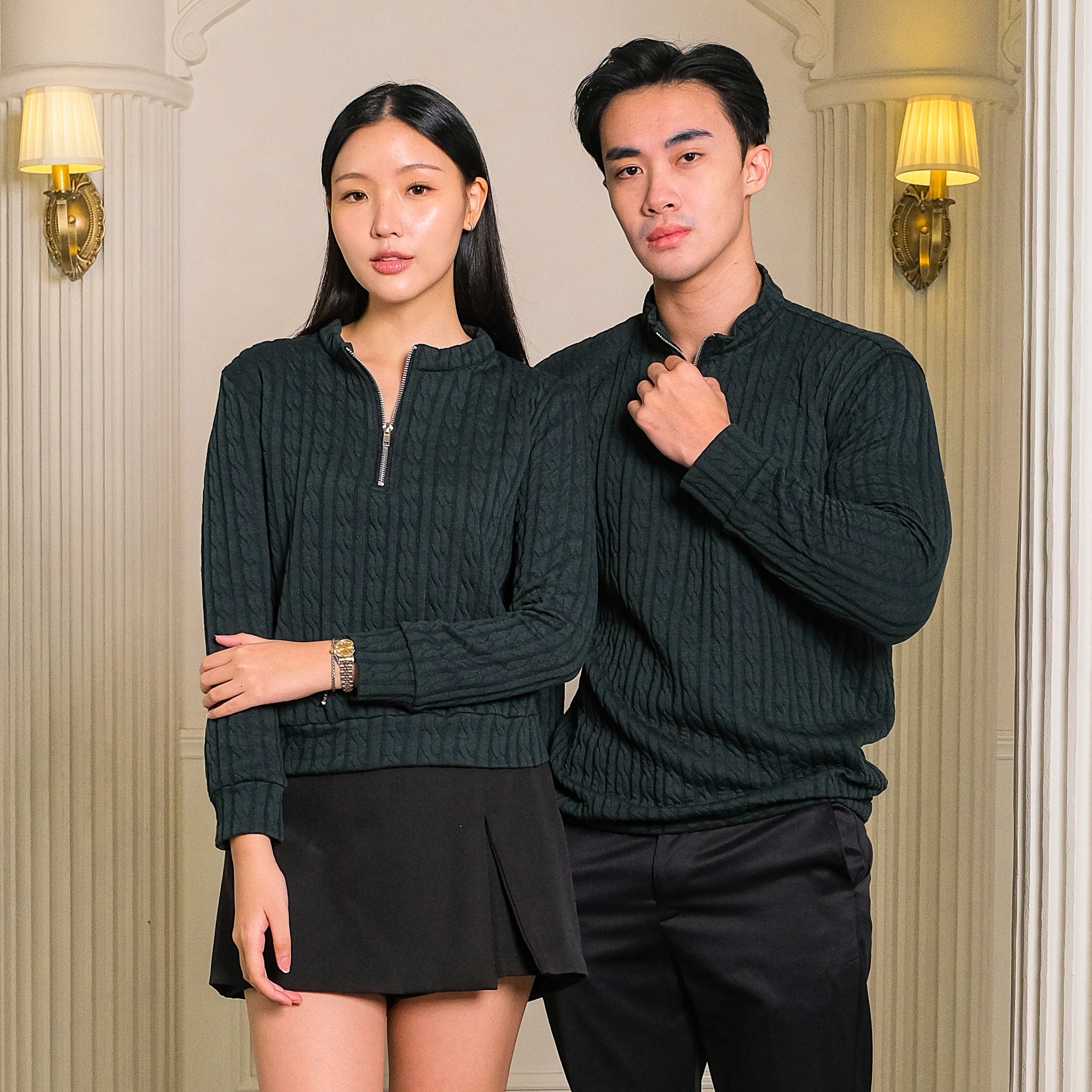 Cable Zip Knit Sweater