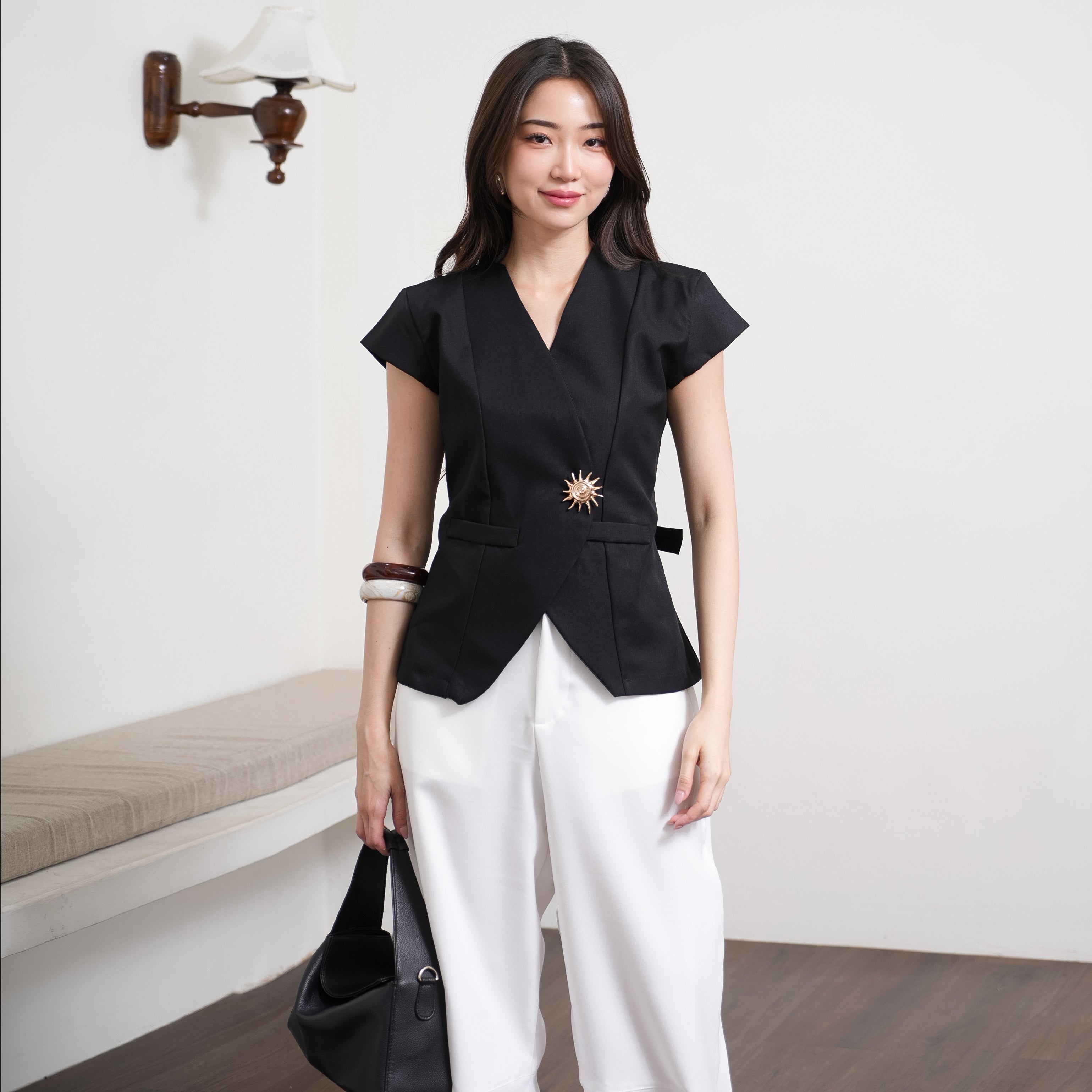 Aurielle Seola Button Top
