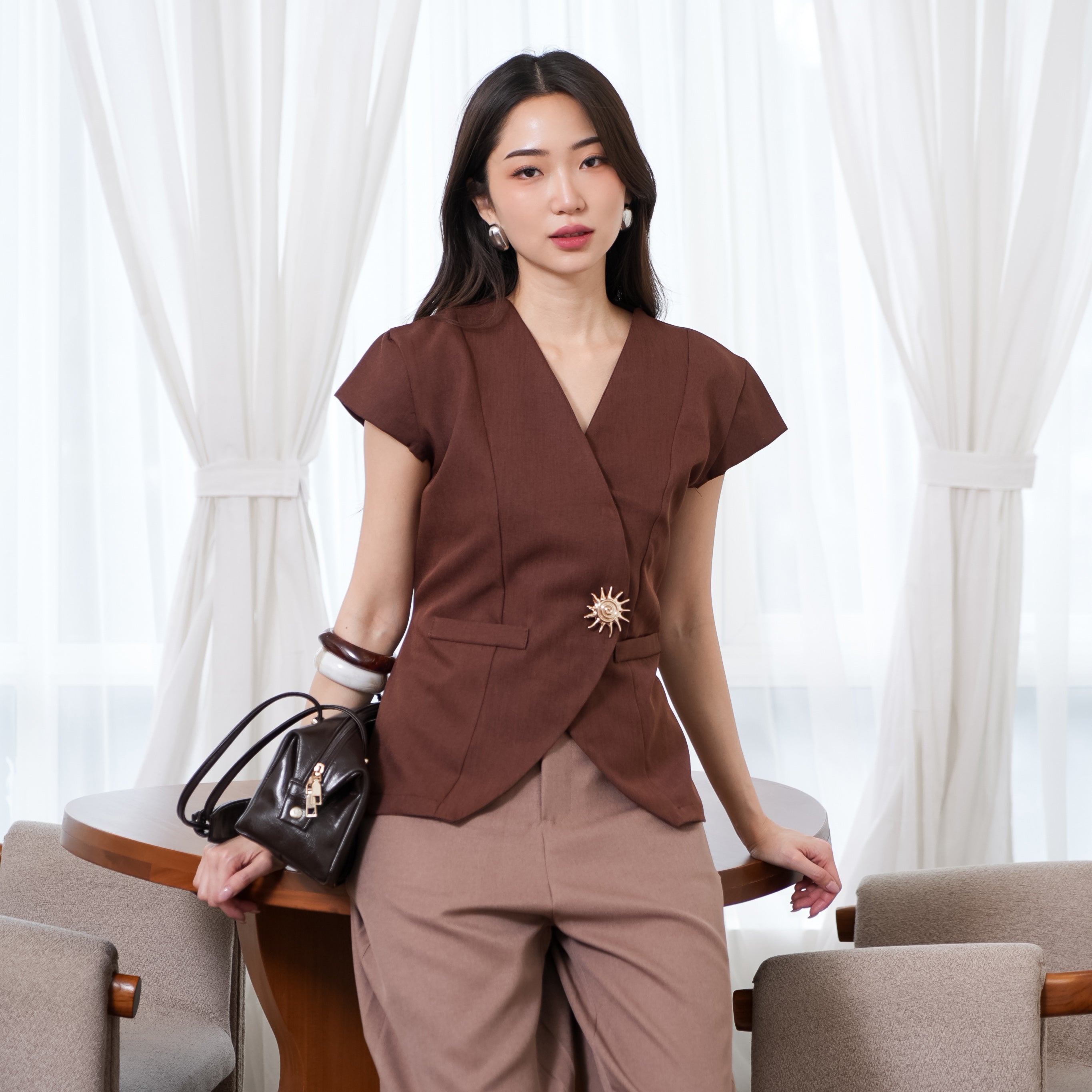 Aurielle Seola Button Top