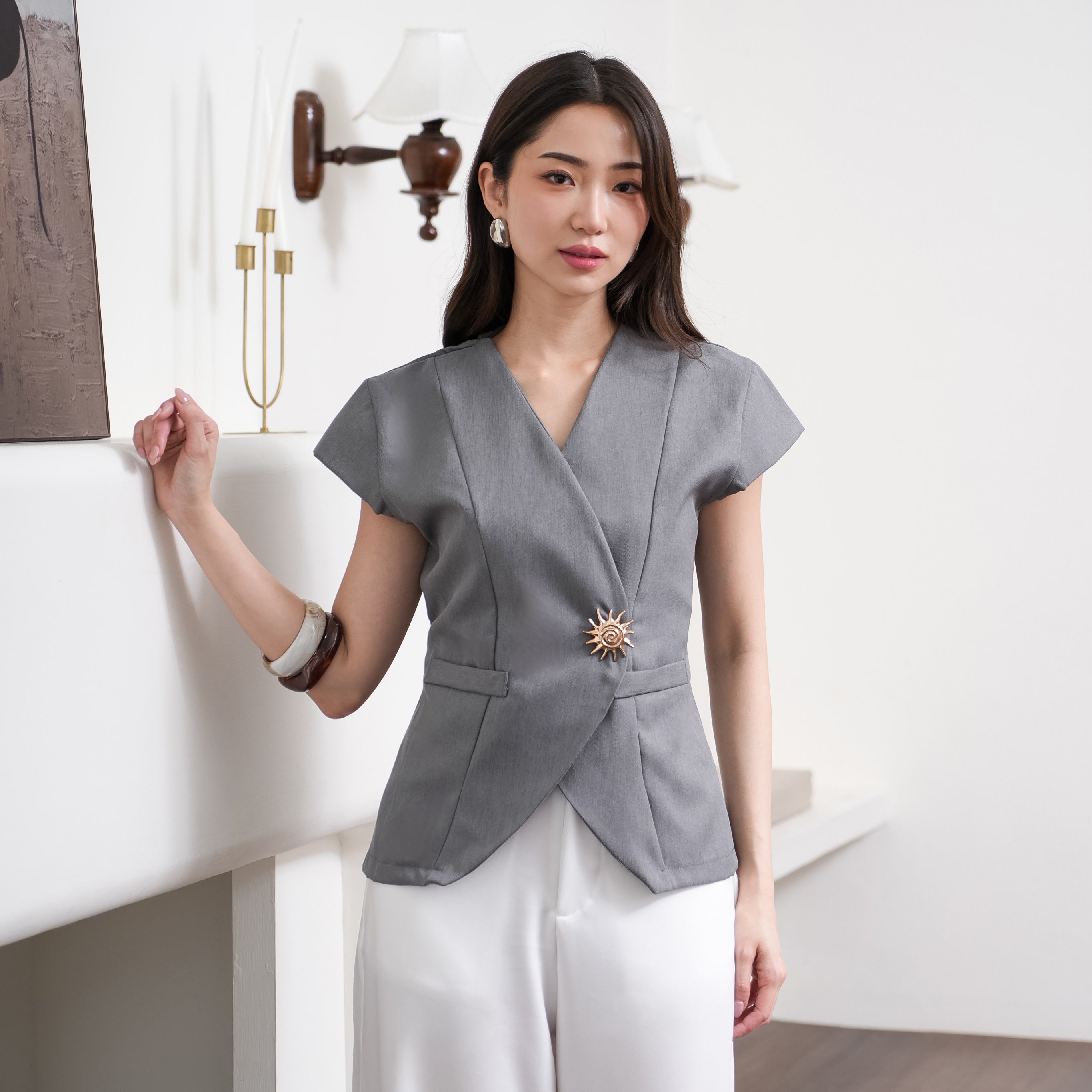 Aurielle Seola Button Top