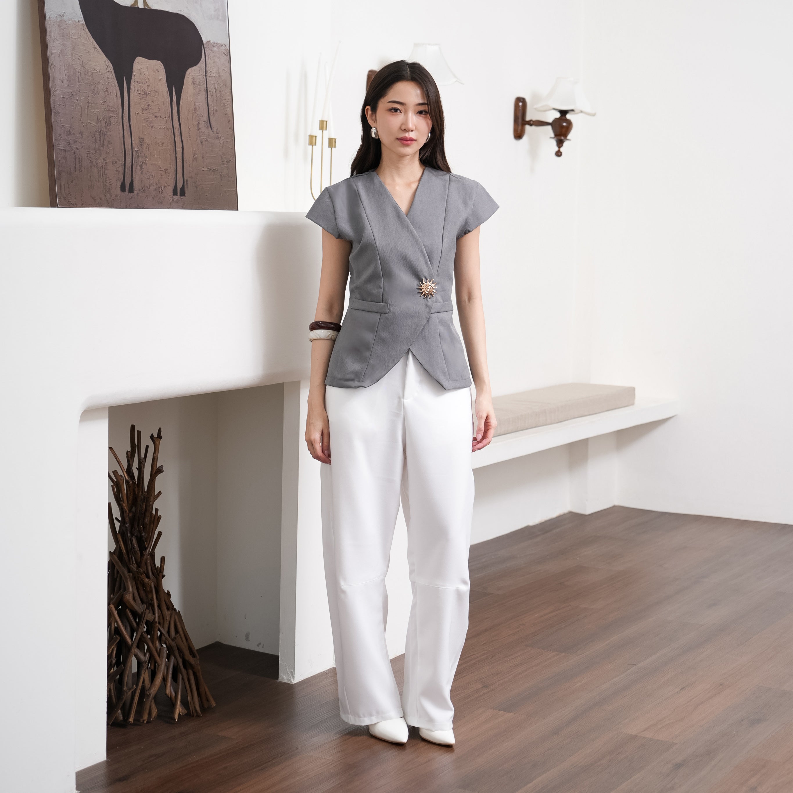Aurielle Seola Button Top