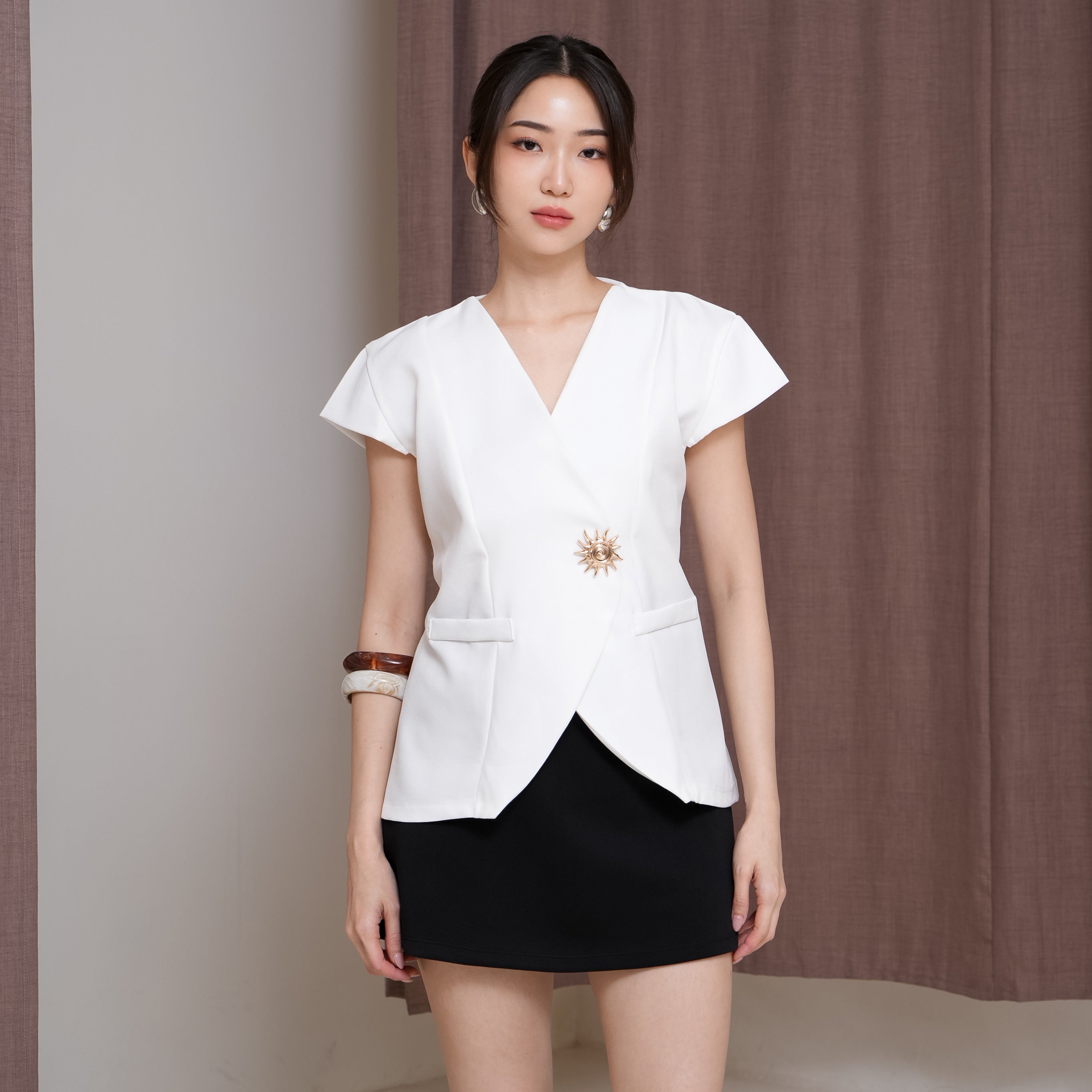 Aurielle Seola Button Top