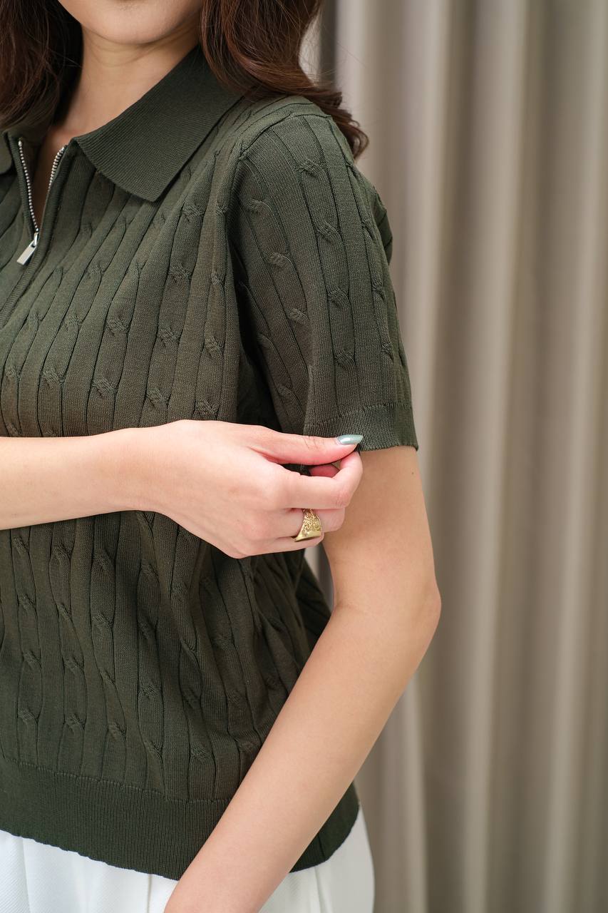 Aurielle CableFord Zip Polo