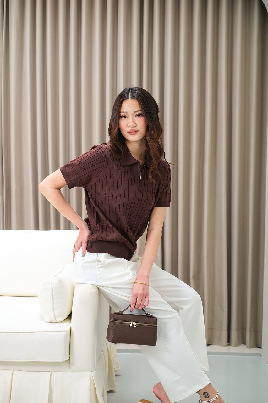 Aurielle CableFord Zip Polo