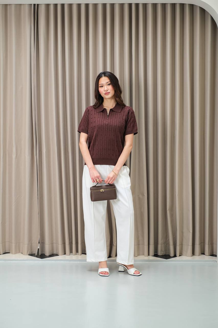 Aurielle CableFord Zip Polo